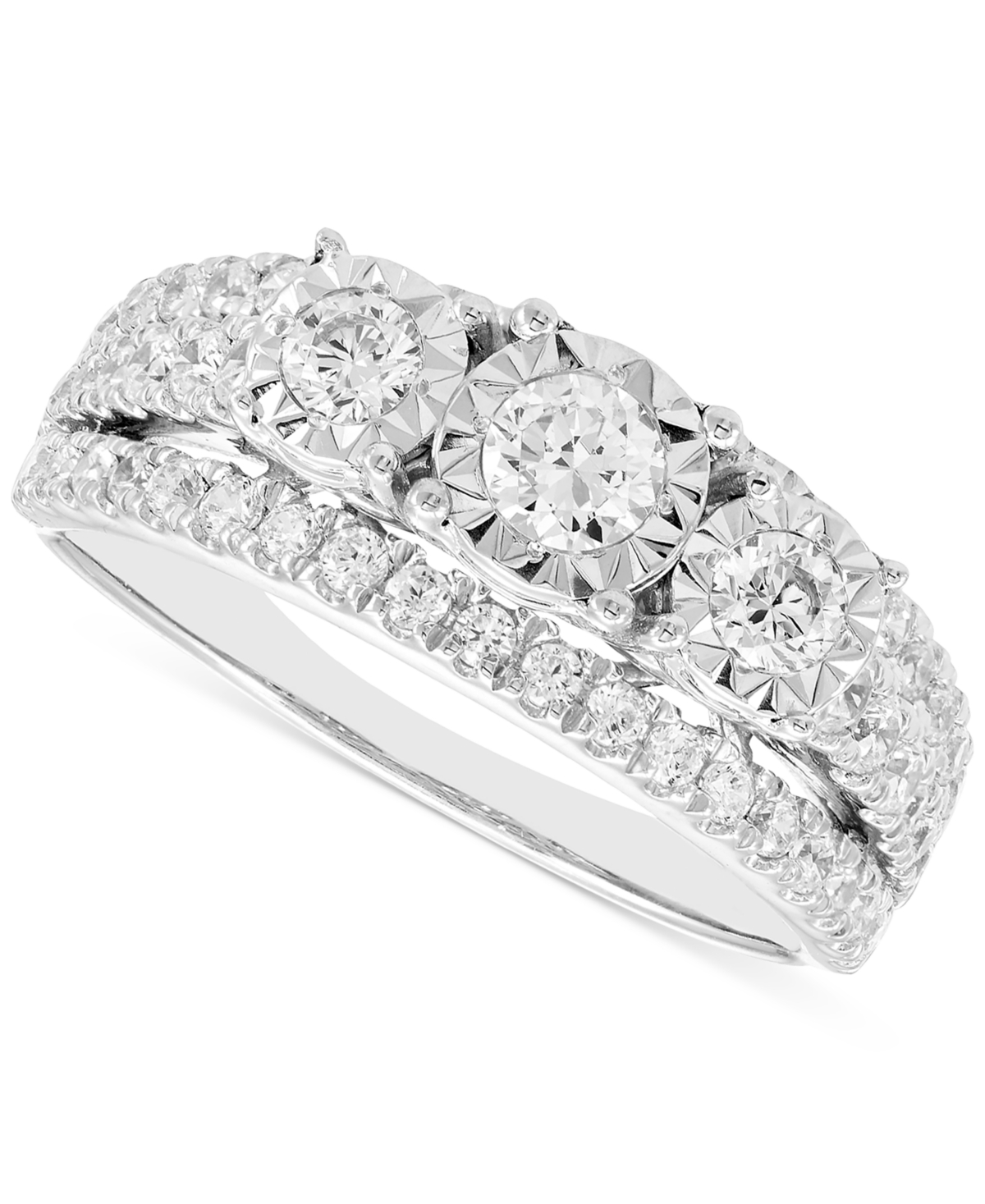 Macy's Diamond Three Stone Engagement Ring (1 Ct. T.w.) In 14k White Gold