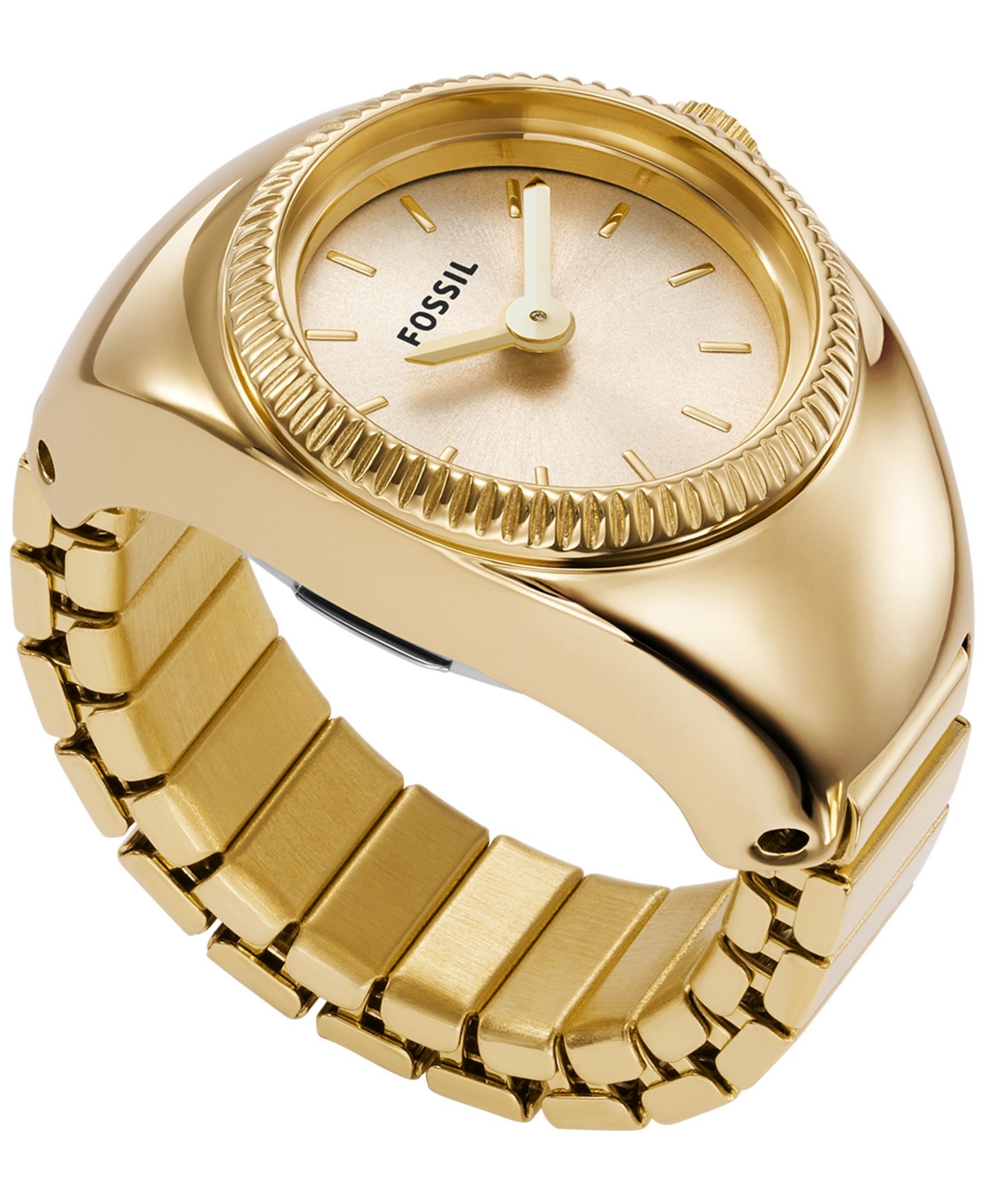 Women's Ring Watch Two-Hand Gold-Tone Stainless Steel Bracelet Watch, 15mm - Silver-Tone