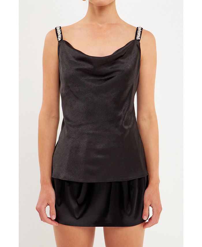 endless rose Women's Beaded Satin Top Macy's