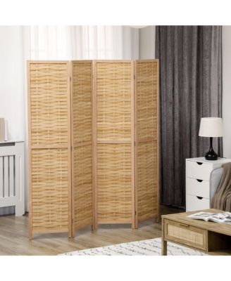 Bamboo Woven 4 Panel Room Divider, 5.5', Natural