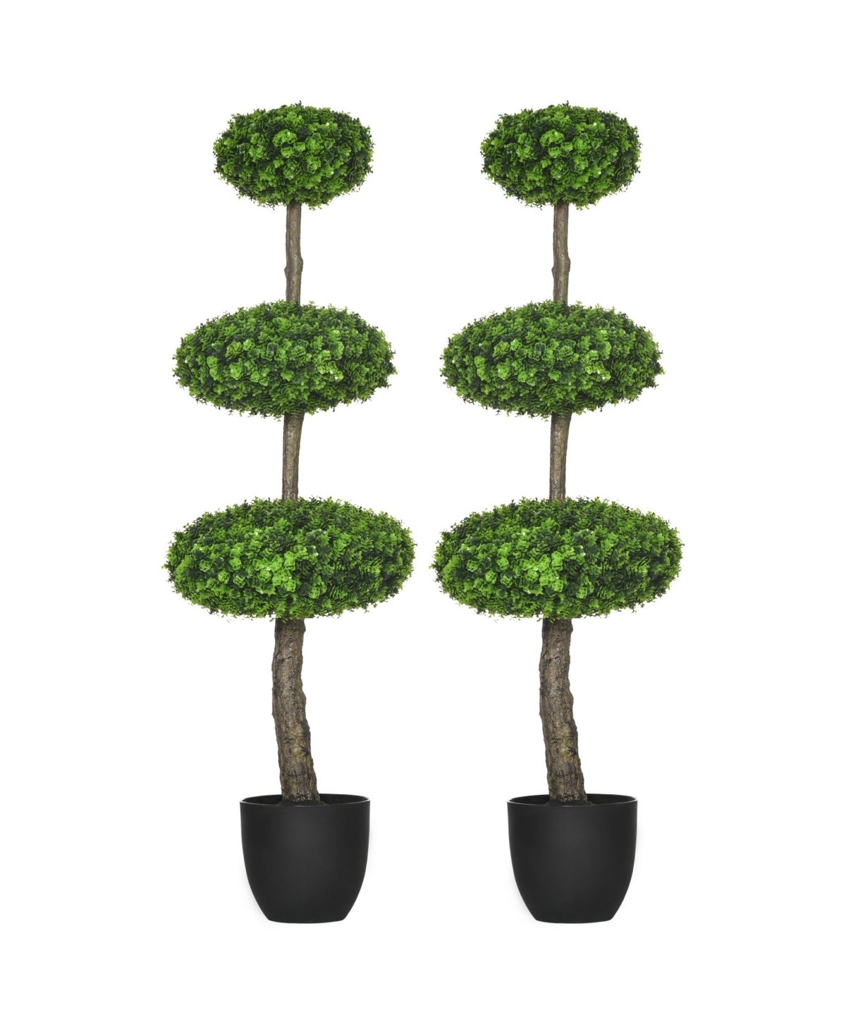 Set of 2 Artificial Plants Indoor & Outdoor Plants Boxwood Topiary - Green