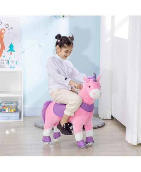 Детская игрушка Qaba Unicorn Walking Horse Ride-On with Rolling Wheels, 176 lbs. Capacity, Ages 3-6