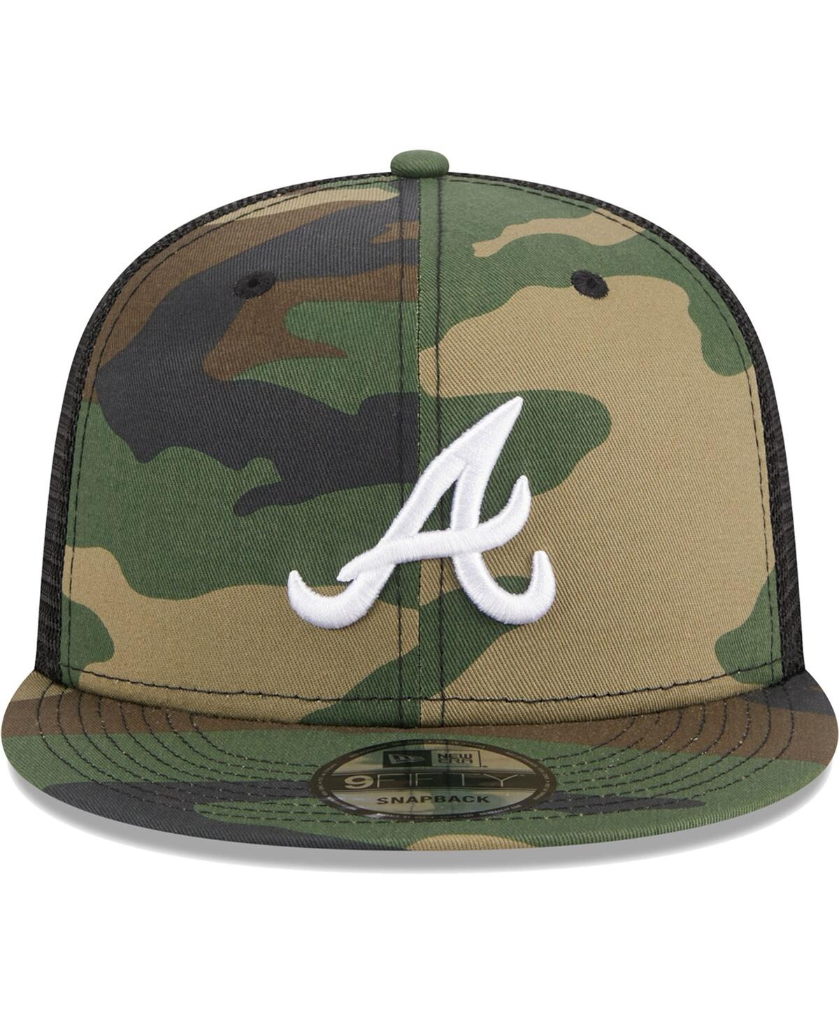 Men's New EraAtlanta Braves WoodlandTrucker 9FIFTY Snapback Hat - Camo