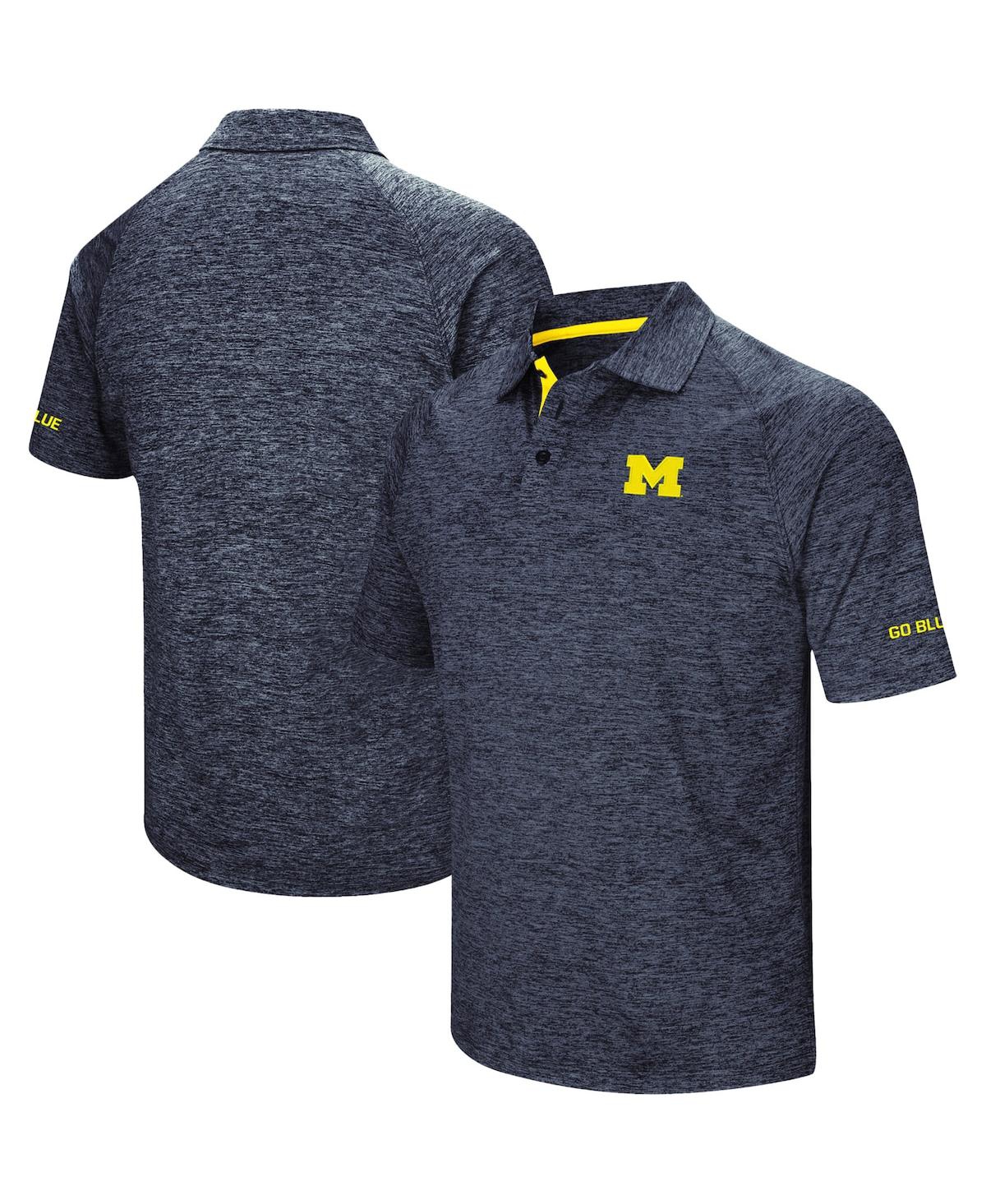Men's Colosseum Navy Michigan Wolverines Down Swing Polo Shirt