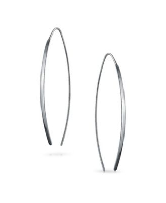Delicate Minimalist Modern Long Thin Linear Threader Earrings Sterling Silver