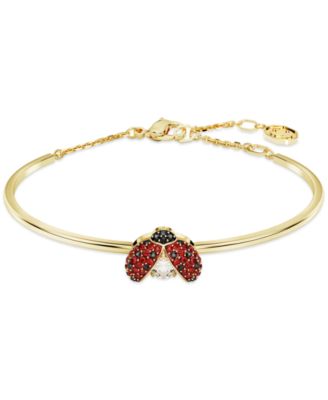 Swarovski - Gold-Tone Multicolor Pav&eacute; Ladybug Bangle Bracelet