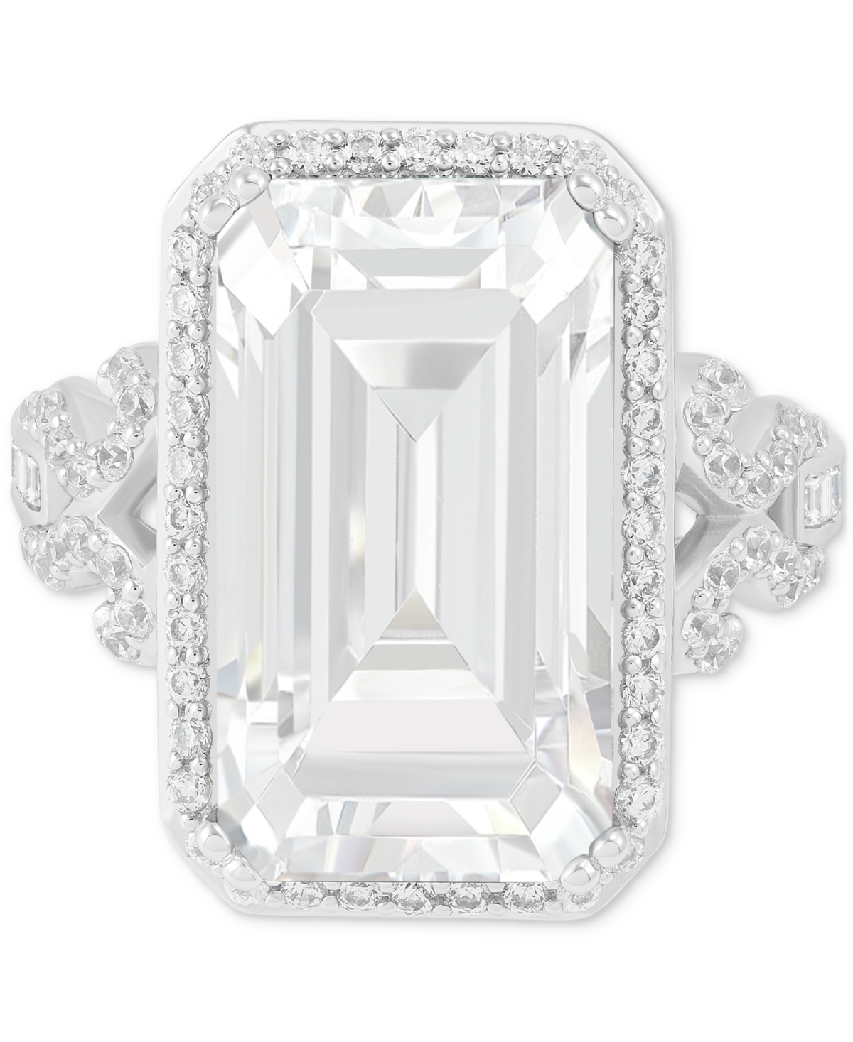 Arabella Cubic Zirconia Halo Statement Ring - Sterling Silver