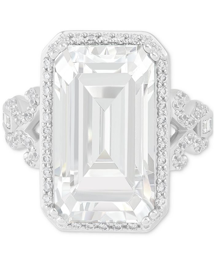 Arabella Cubic Zirconia Halo Statement Ring in Sterling Silver Macy's