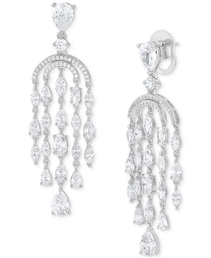 Arabella Cubic Zirconia Chandelier Drop Earrings in Sterling