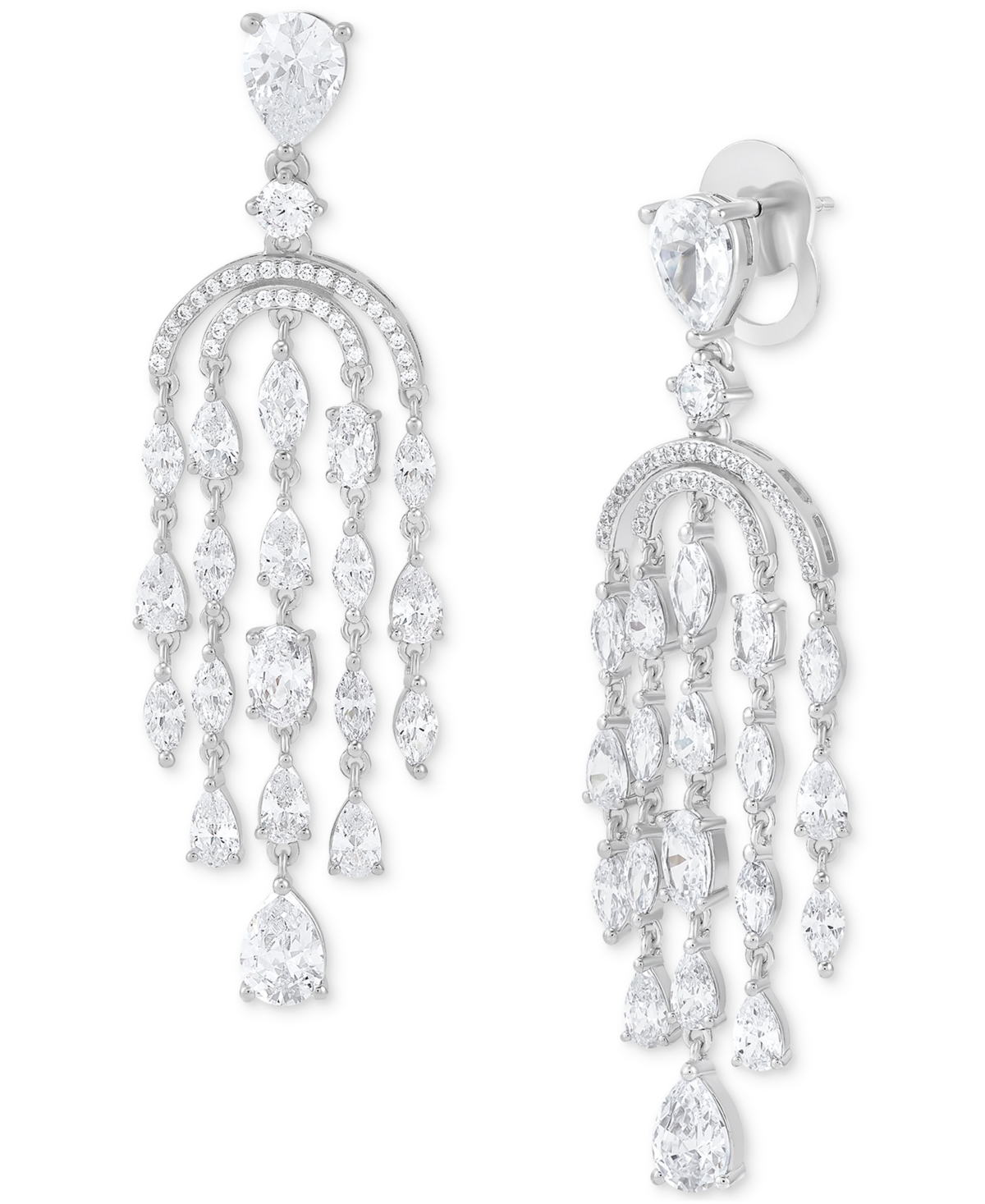 Cubic Zirconia Chandelier Drop Earrings in Sterling Silver - Sterling Silver