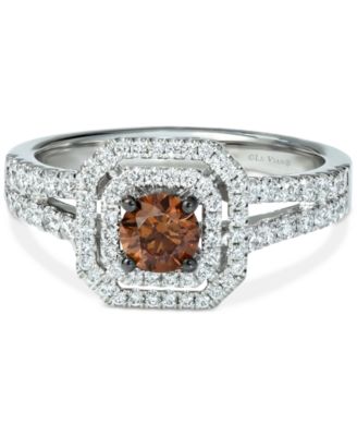 Le Vian - Chocolate Diamond & Vanilla Diamond Halo Ring (1 ct. t.w.) in Platinum