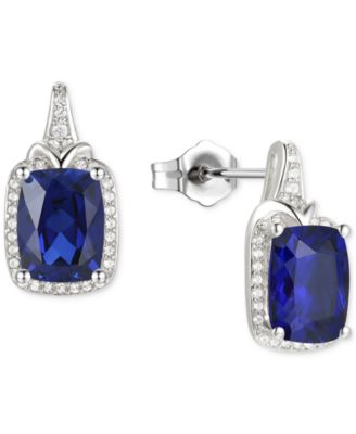 Amethyst (2-1/6 ct. t.w.) & Lab-Grown White Sapphire (1/4 ct. t.w.) Halo Stud Earrings in 14k Gold-Plated Sterling Silver (Also in Additional Gemstones)