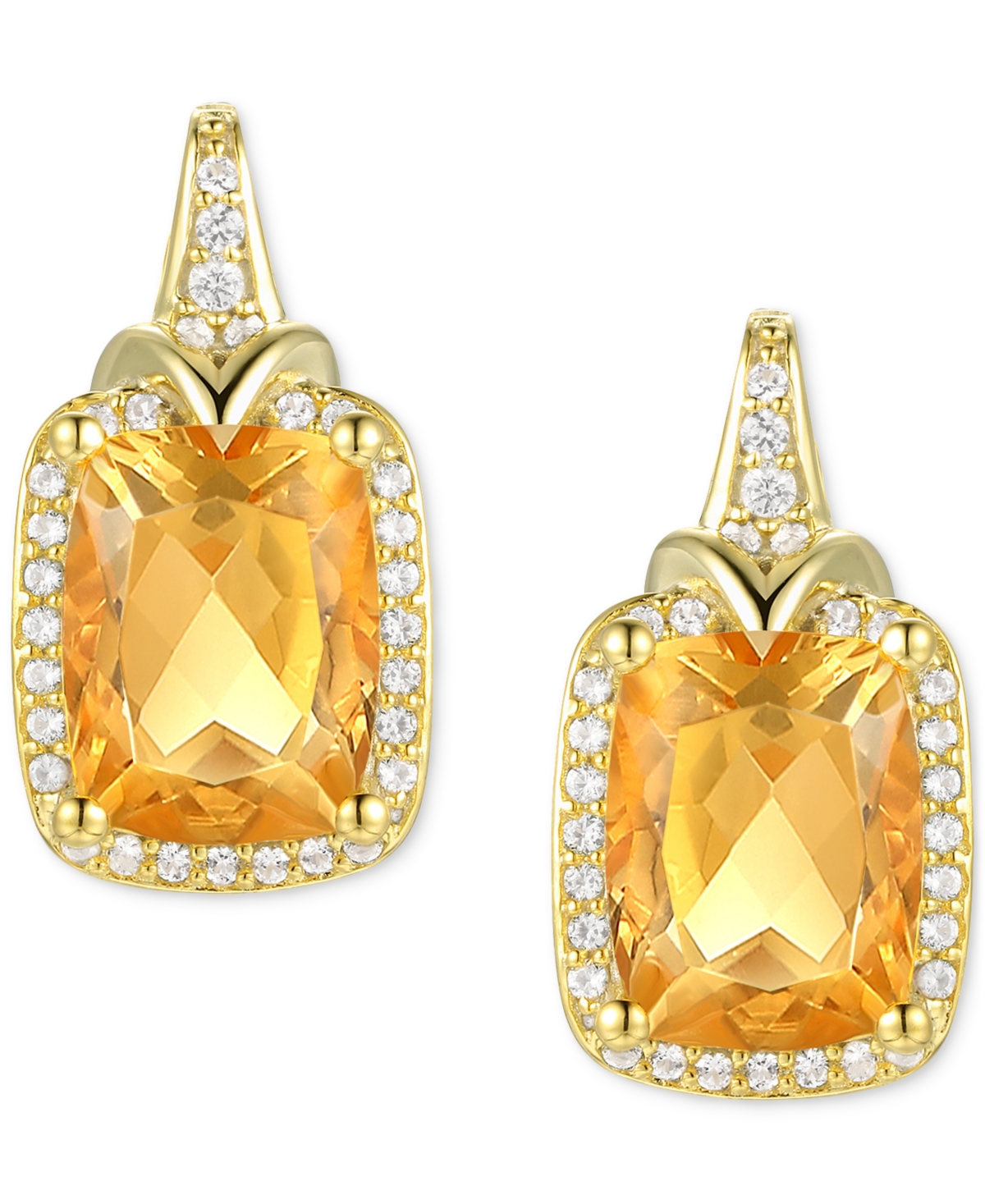 Amethyst (2-1/6 ct. t.w.) & Lab-Grown White Sapphire (1/4 ct. t.w.) Halo Stud Earrings in 14k Gold-Plated Sterling Silver (Also in Additional Gemstone