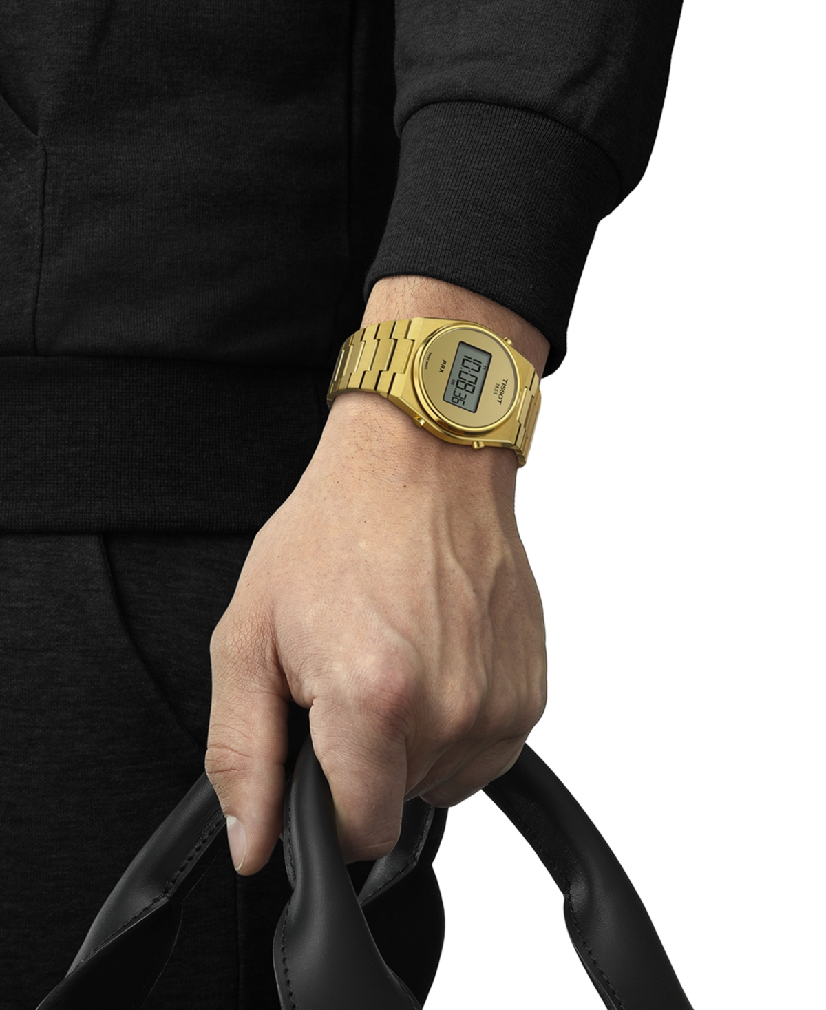 Shop Tissot Men's Digital Prx Gold Pvd Stainless Steel Bracelet Watch 40mm