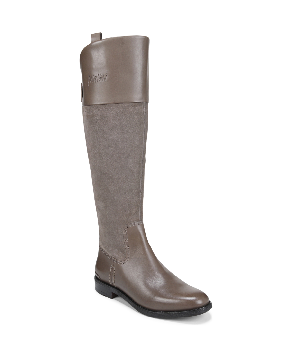Franco Sarto Meyer Wide Calf Knee High Riding Boots In Grey Leather/suede