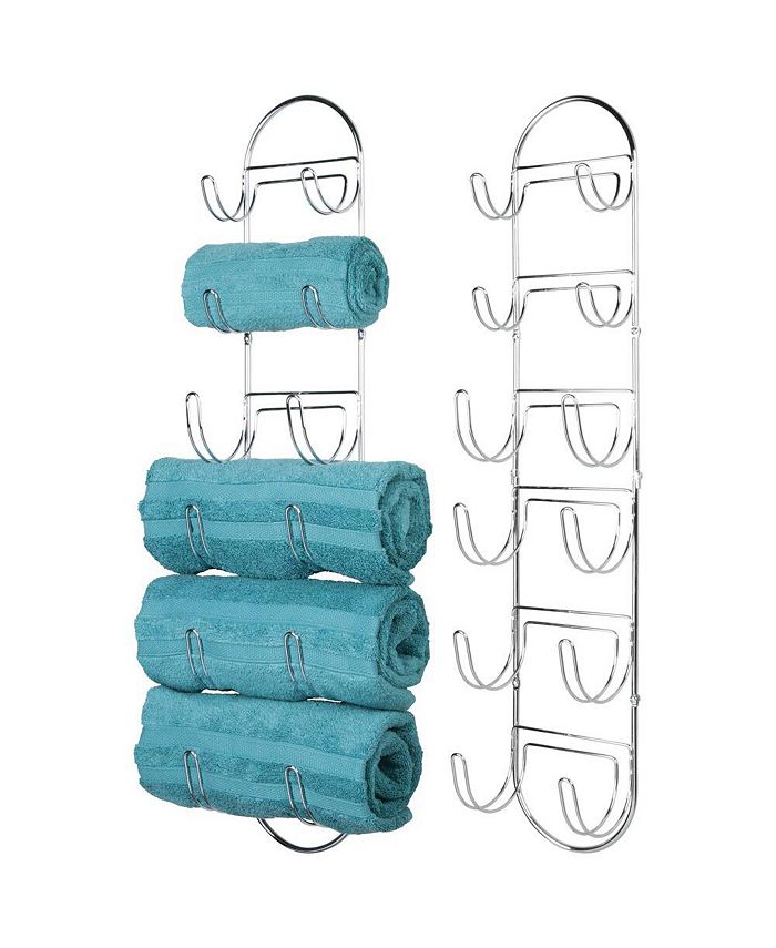 mDesign Steel Wall Mount Towel Rack with 6 Compartments 2 Pack Macy's