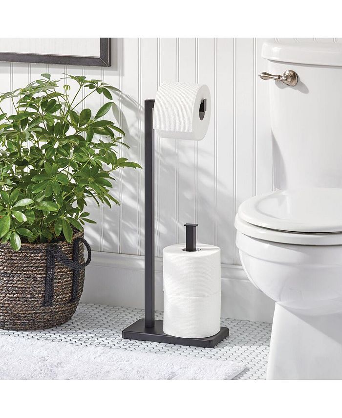 mDesign Metal Toilet Paper Holder Stand and Dispenser, Holds 2 Rolls