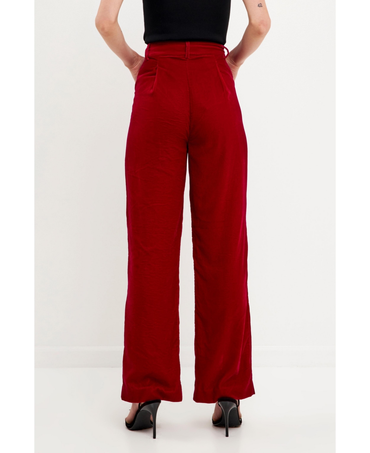 endless rose Women's Solid Matte Velvet Trousers