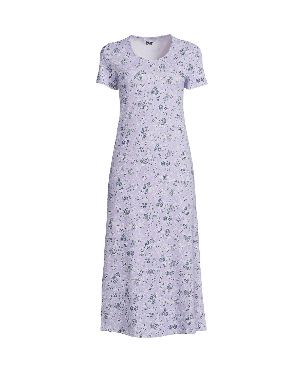 Lands End Women s Plus Size Cotton Short Sleeve Midcalf Nightgown