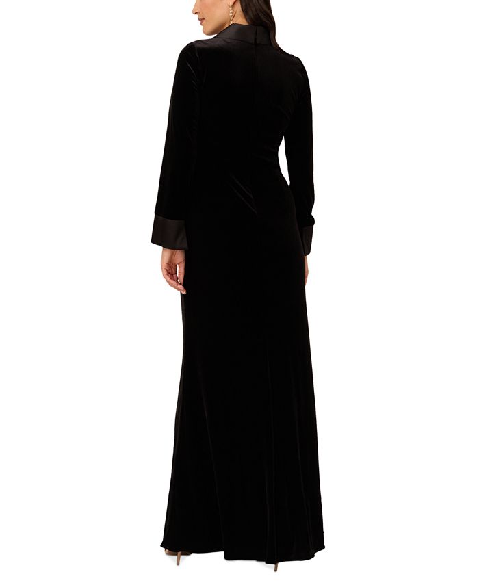 Adrianna Papell Women's Velvet Twist-Front Tuxedo Gown - Macy's