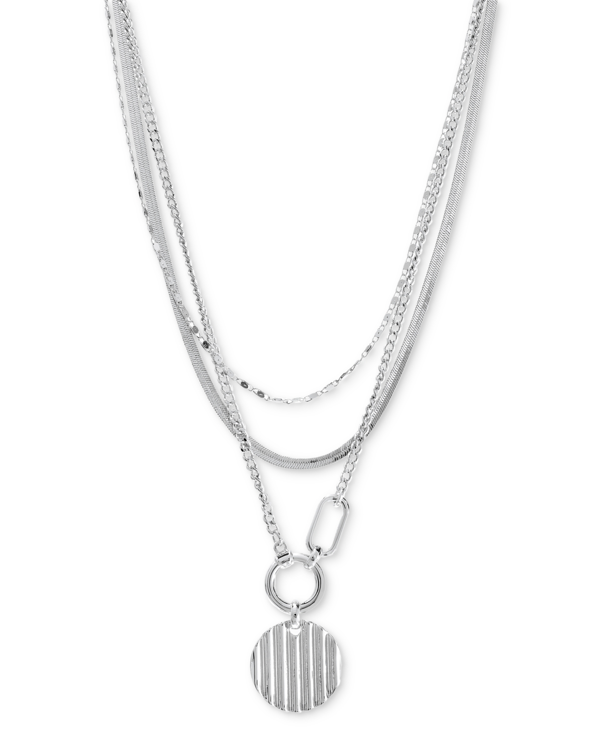 On 34th Three Row Pendant Necklace, 18-1/2" + 2" Extender, Created For Macy's In Silver