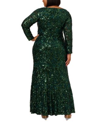 Adrianna Papell Plus Size Sequined Lace V-Neck Gown - Macy's