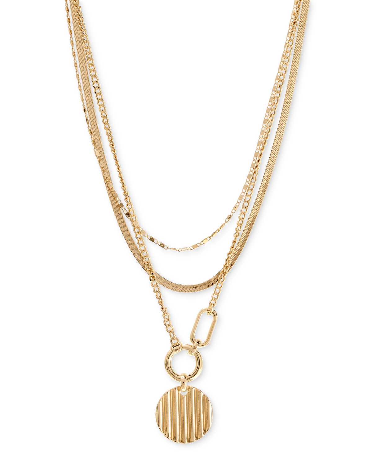 On 34th Three Row Pendant Necklace, 18-1/2" + 2" Extender, Created For Macy's In Gold