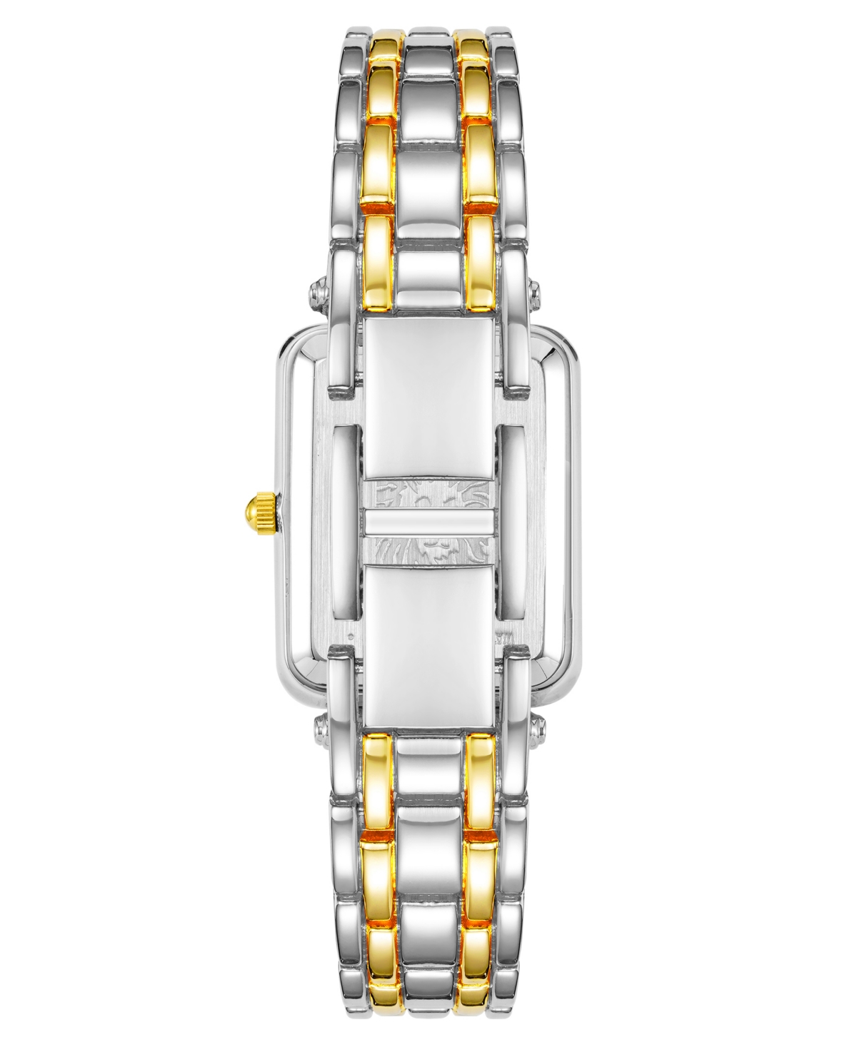 Anne Klein Women's Three Hand Quartz Two-tone Alloy Rectangular Bracelet Watch, 22mm In Silver-tone-gold-tone