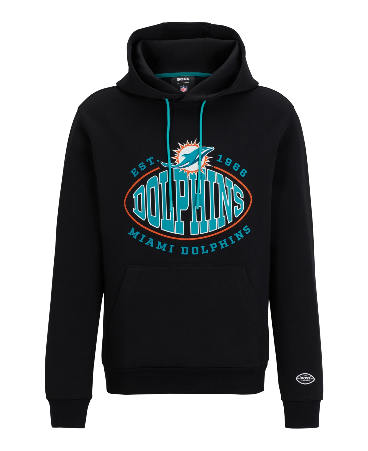 Shop Hugo Boss Boss By  Men's Boss X Nfl Miami Dolphins Hoodie In Black