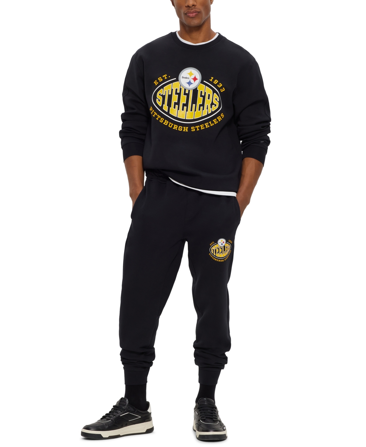 Shop Hugo Boss Boss By  Men's Boss X Nfl Pittsburg Steelers Sweatshirt In Charcoal
