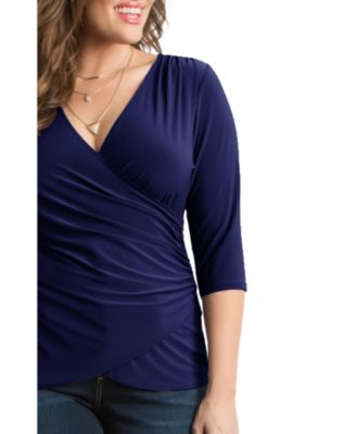 Kiyonna Plus Size Femme Fatale Faux Wrap Top - Macy's
