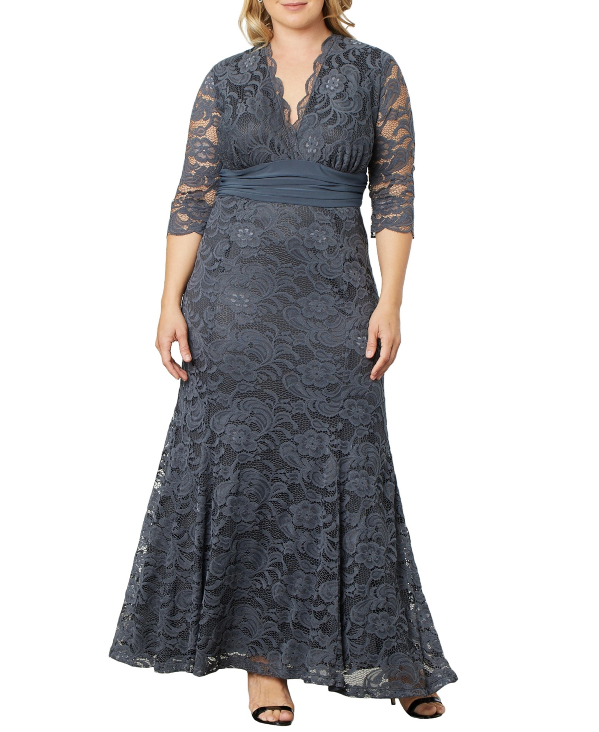 Plus Size Screen Siren Lace Evening Gown - Amethyst
