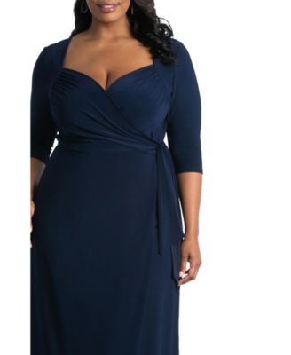 Women's Plus Size Sweetheart Knit Wrap Dress with 3/4 Sleeves
