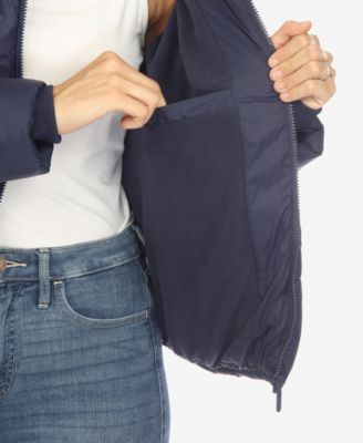 Women's Full Front Zip Hooded Bomber Puffer Jacket