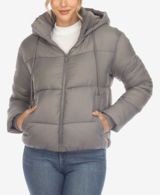 Women's Full Front Zip Hooded Bomber Puffer Jacket