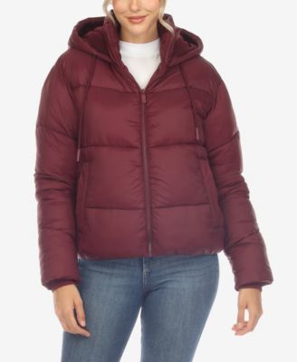 Women's Full Front Zip Hooded Bomber Puffer Jacket
