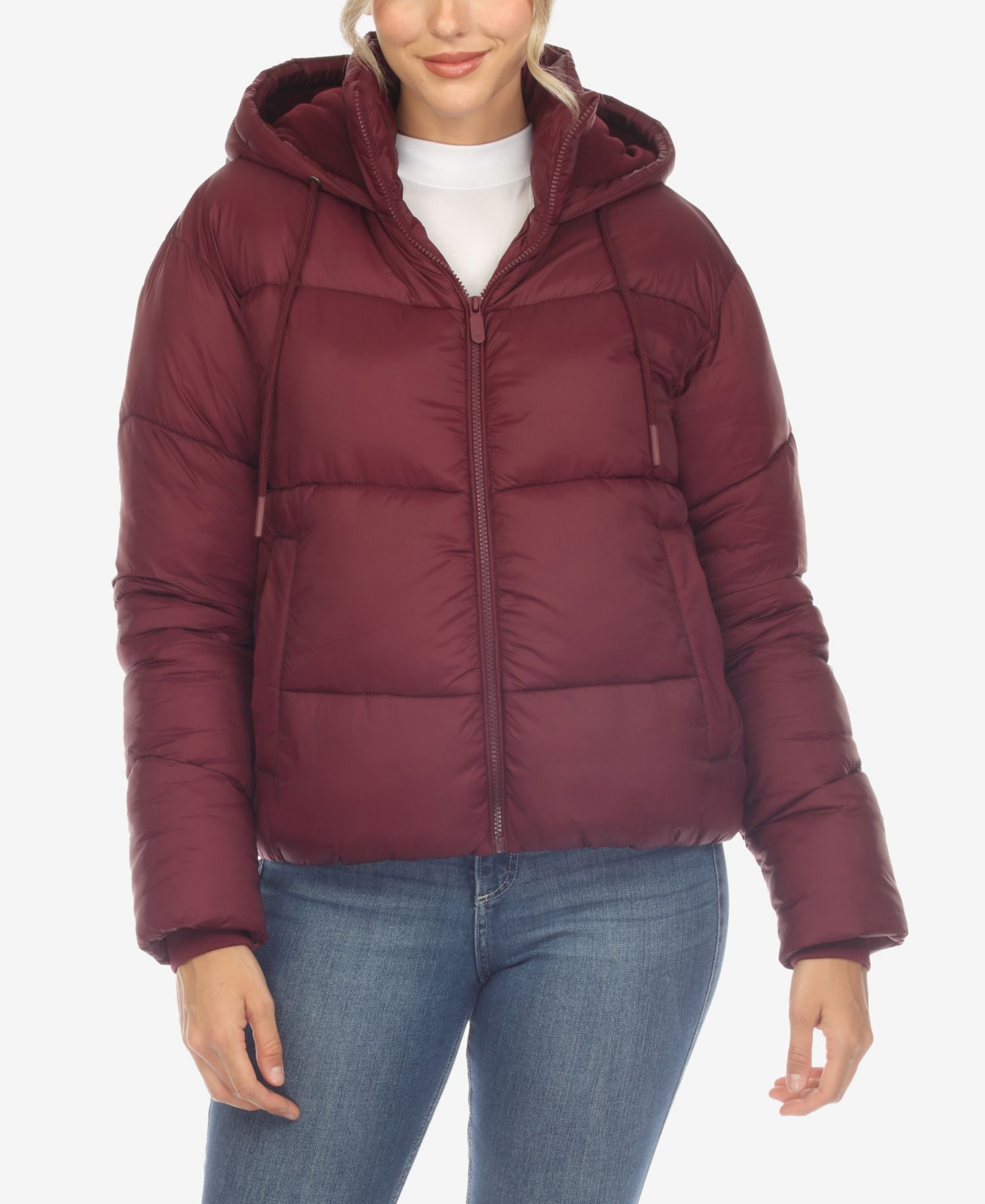 Women's Full Front Zip Hooded Bomber Puffer Jacket