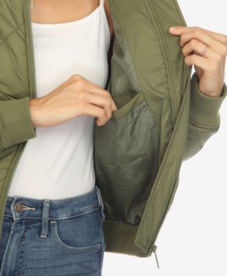 Women's Lightweight Diamond Quilted Puffer Bomber Jacket