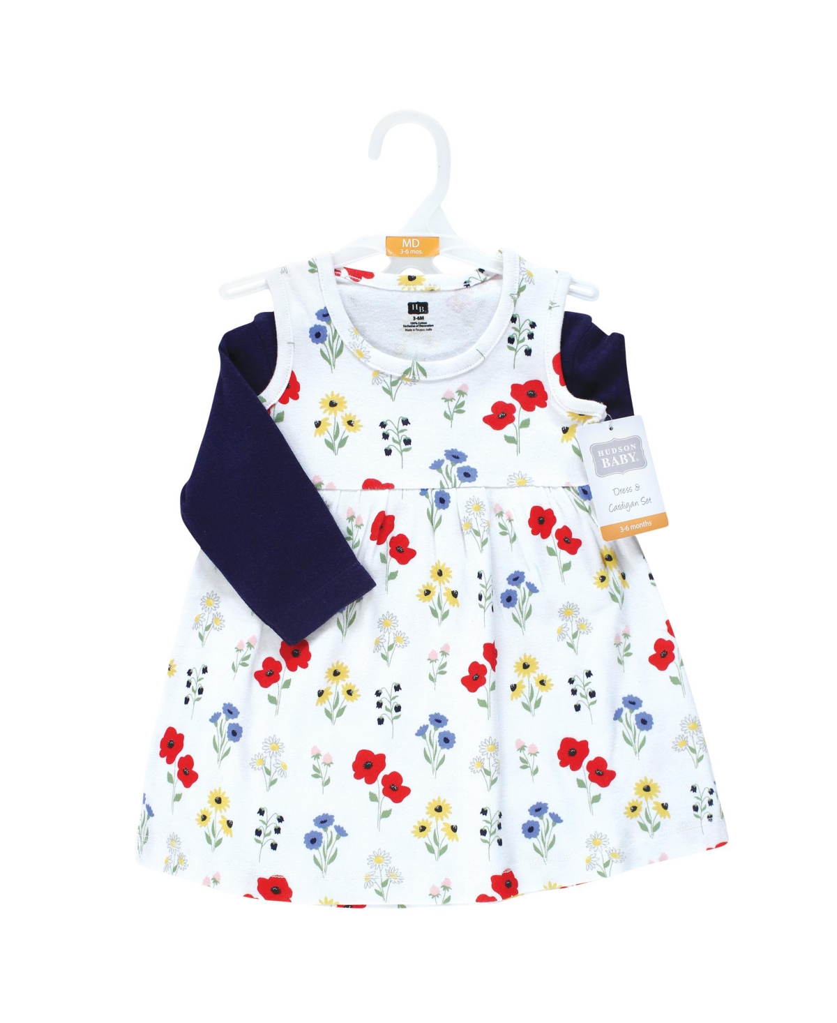 Hudson Baby Toddler Girls Hudson Cotton Dress and Cardigan 2pc Set,- Wildflower