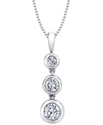 Energy Diamond Three-Stone Pendant Necklace (1/3 ct. t.w.) in 14k Yellow Gold or White Gold