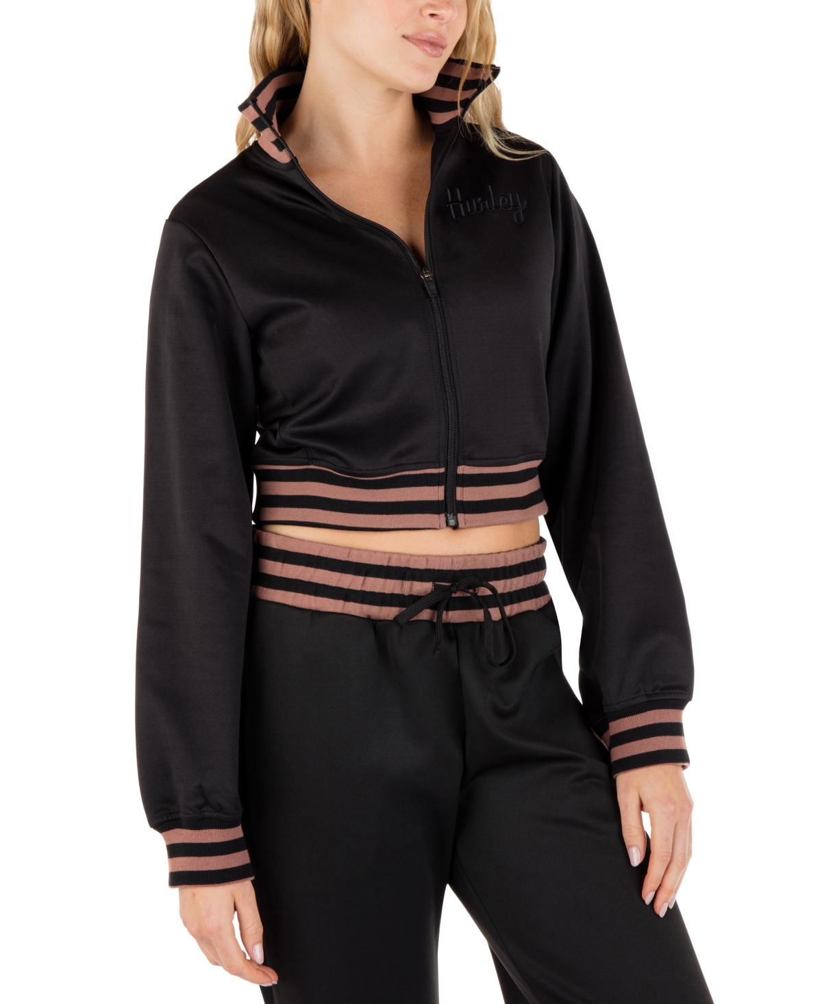 Hurley Juniors' Cropped Track Jacket In Black