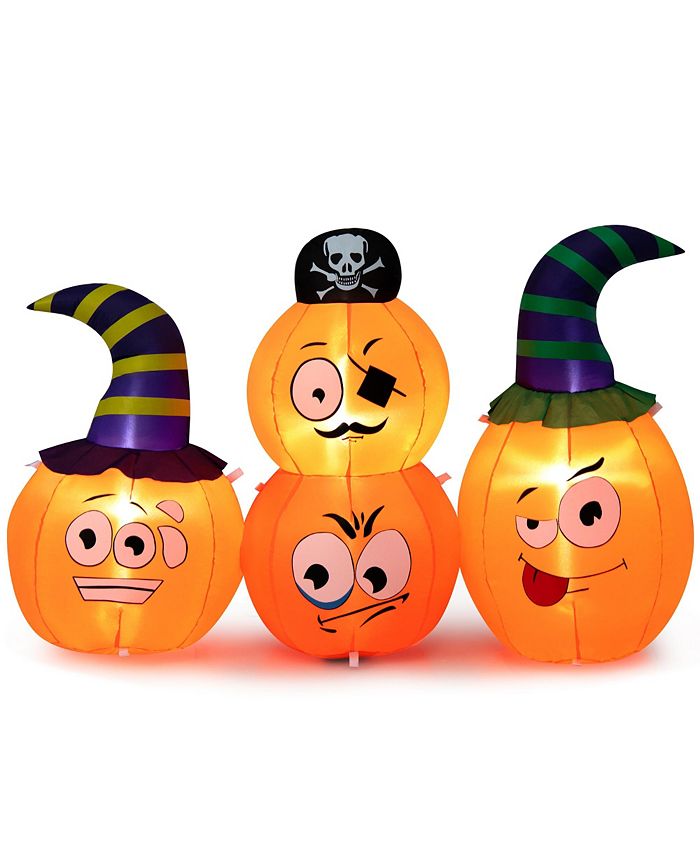 Costway 5 FTLong Halloween Inflatable Decoration 4 Pumpkin Lanterns