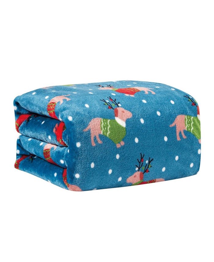 Kate Aurora Blue Christmas Reindeer Puppies Ultra Soft & Plush Accent ...