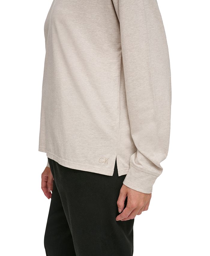 Calvin Klein Long Sleeve Ribbed V-Neck T Shirt Fatigue main image 0