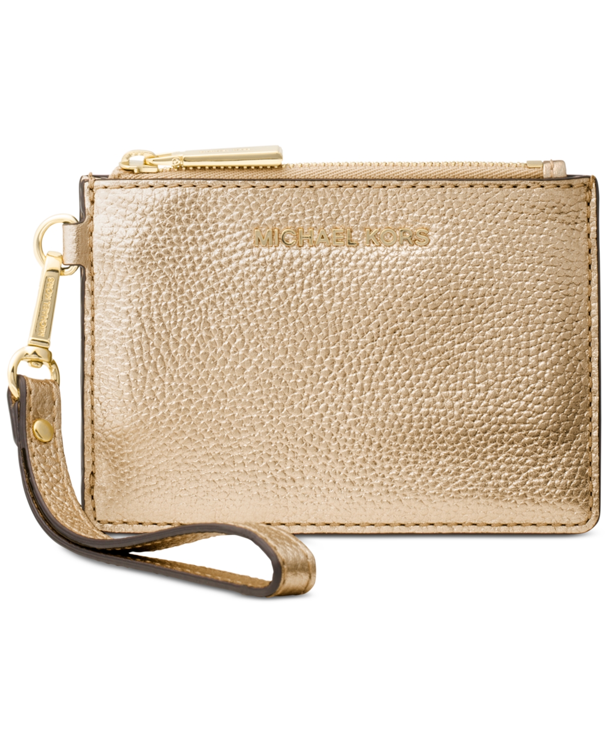 Michael Kors Michael  Leather Jet Set Small Coin Purse In Pale Gold