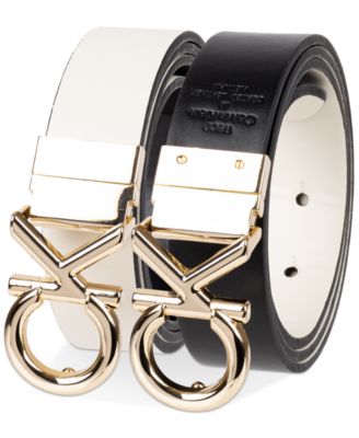 Calvin Klein - Women's Reversible Puffed CK Monogram Buckle Belt