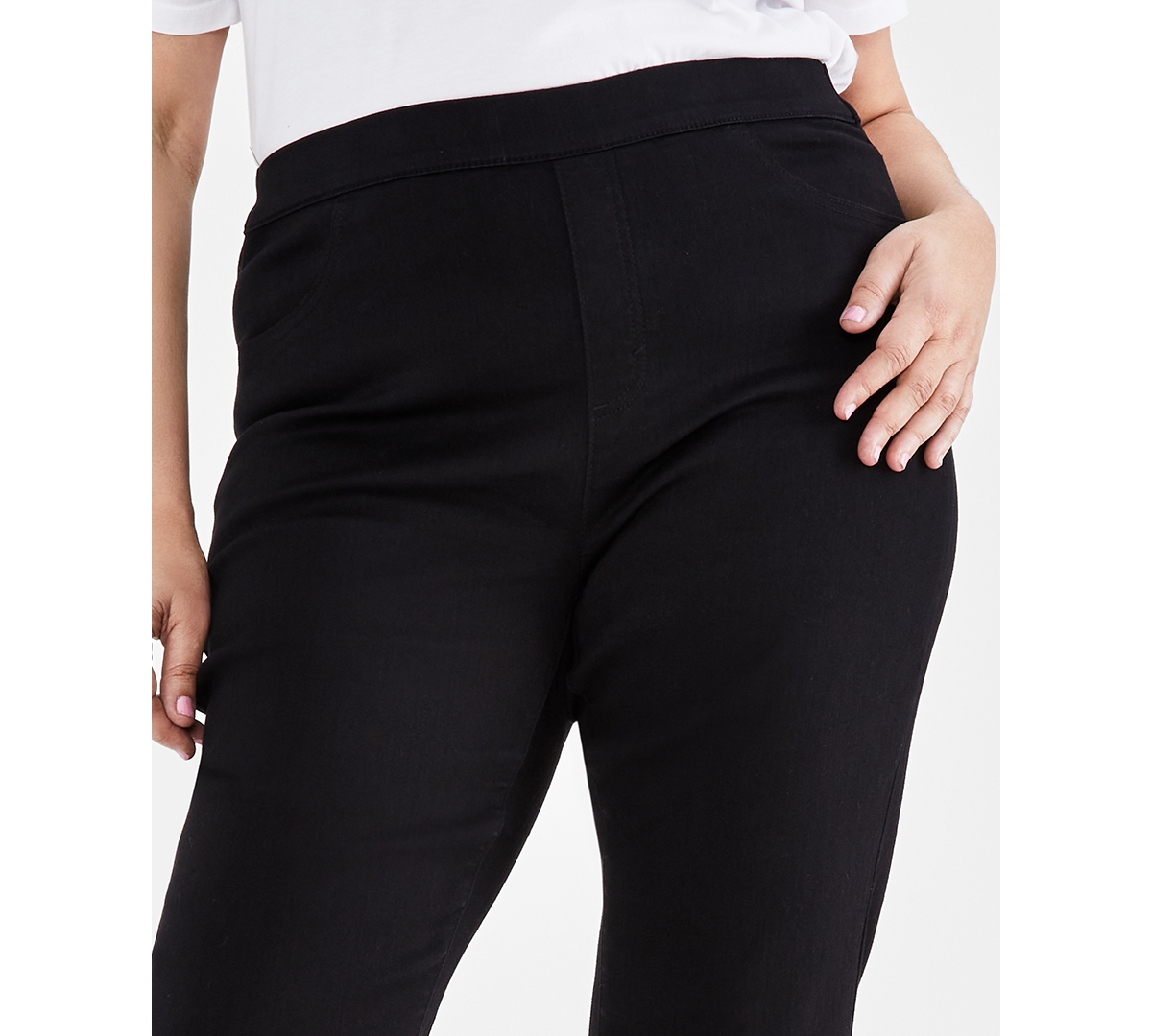 Style & Co Plus Size Mid Rise Straight-Leg Pull-On Jeans, Created for Macy's