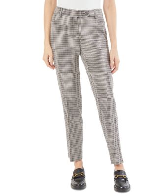 Jones New York - Women's Plaid Fly-Front Duke Slim-Leg Trousers