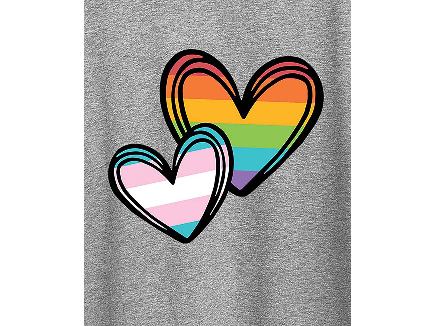 Женская футболка Hybrid Apparel Trendy Plus Size Pride Rainbow & Transgender Hearts Graphic, цвет: Серый — фото 3