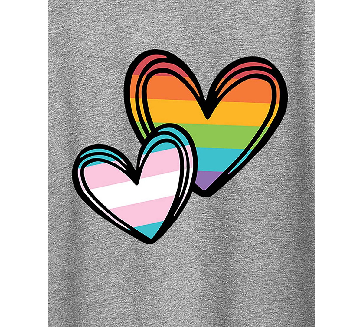Hybrid Apparel Trendy Plus Size Pride Rainbow & Transgender Hearts Graphic T-shirt